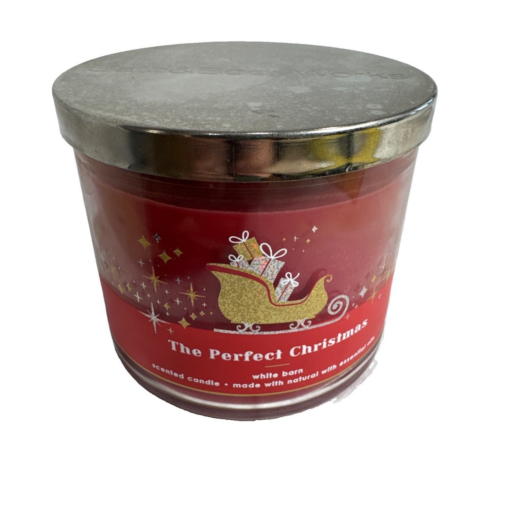 Nrw Bath and Body Works White Barn PERFECT CHRISTMAS 3-Wick 14.5 oz Candle